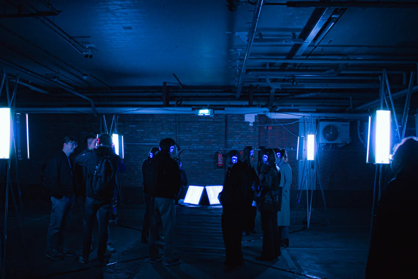 Visitors inside the installation